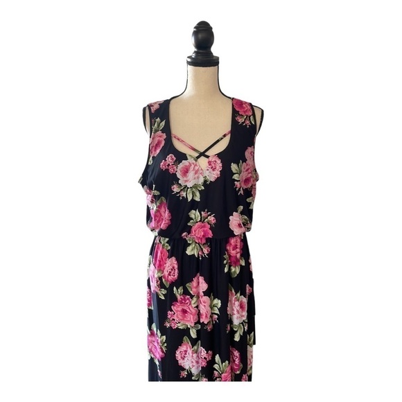 ♥️THREE Pink Hearts♥️Sleeveless Floral maxi dress Size (XXL) - Picture 5 of 11
